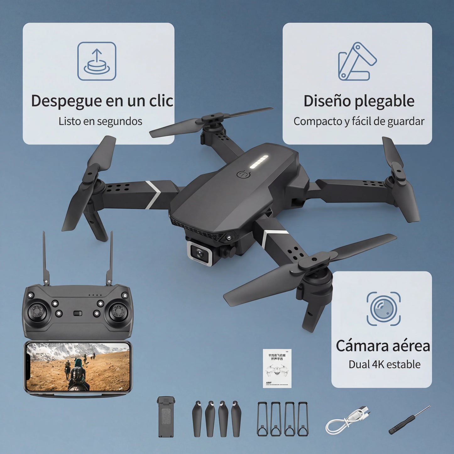 Mini Drone 4K UHD 2.4 Ghz Ready E-88 PRO